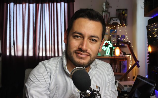 Guest on camera in the recording studio