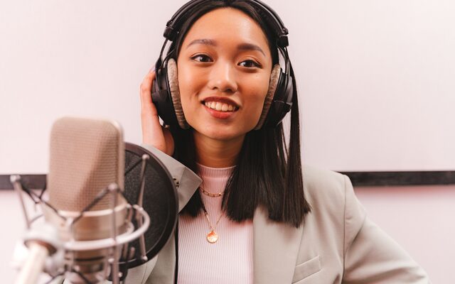Host on camera in the recording studio